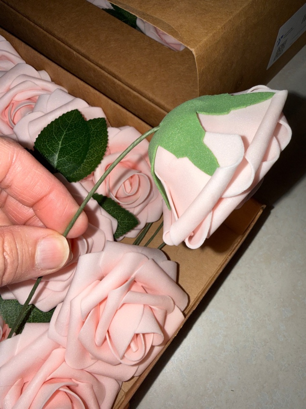 Ling's Moment Beautiful Soft Pink Faux Rose Wired Stems. Wedding Decor - Picture 8 of 12